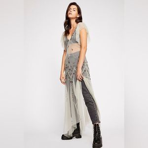 NWT Free People Annabelle Beaded Mesh Maxi Slip Dress Medium